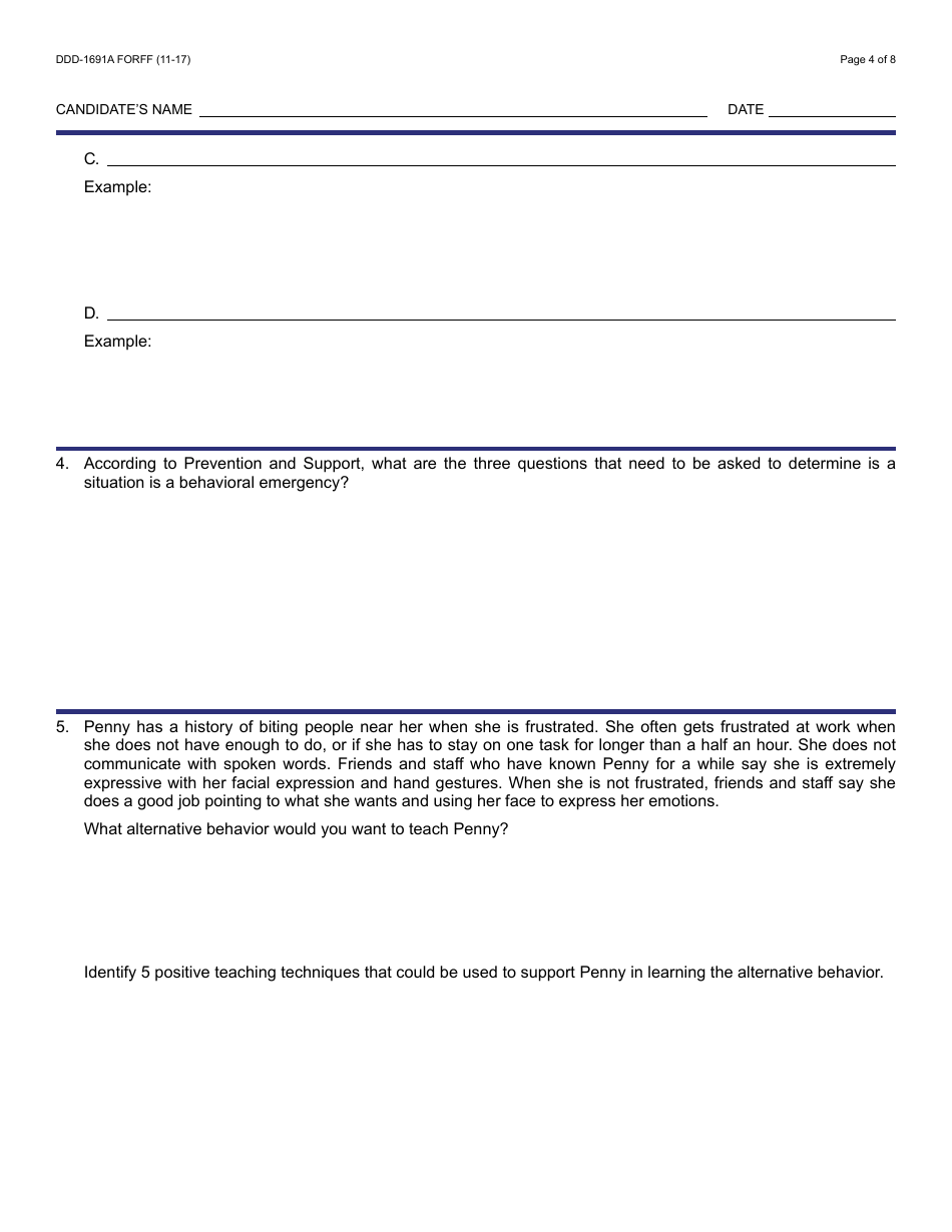 Form DDD-1691A FORFF Article 9 Instructor Application Packet - Arizona, Page 4