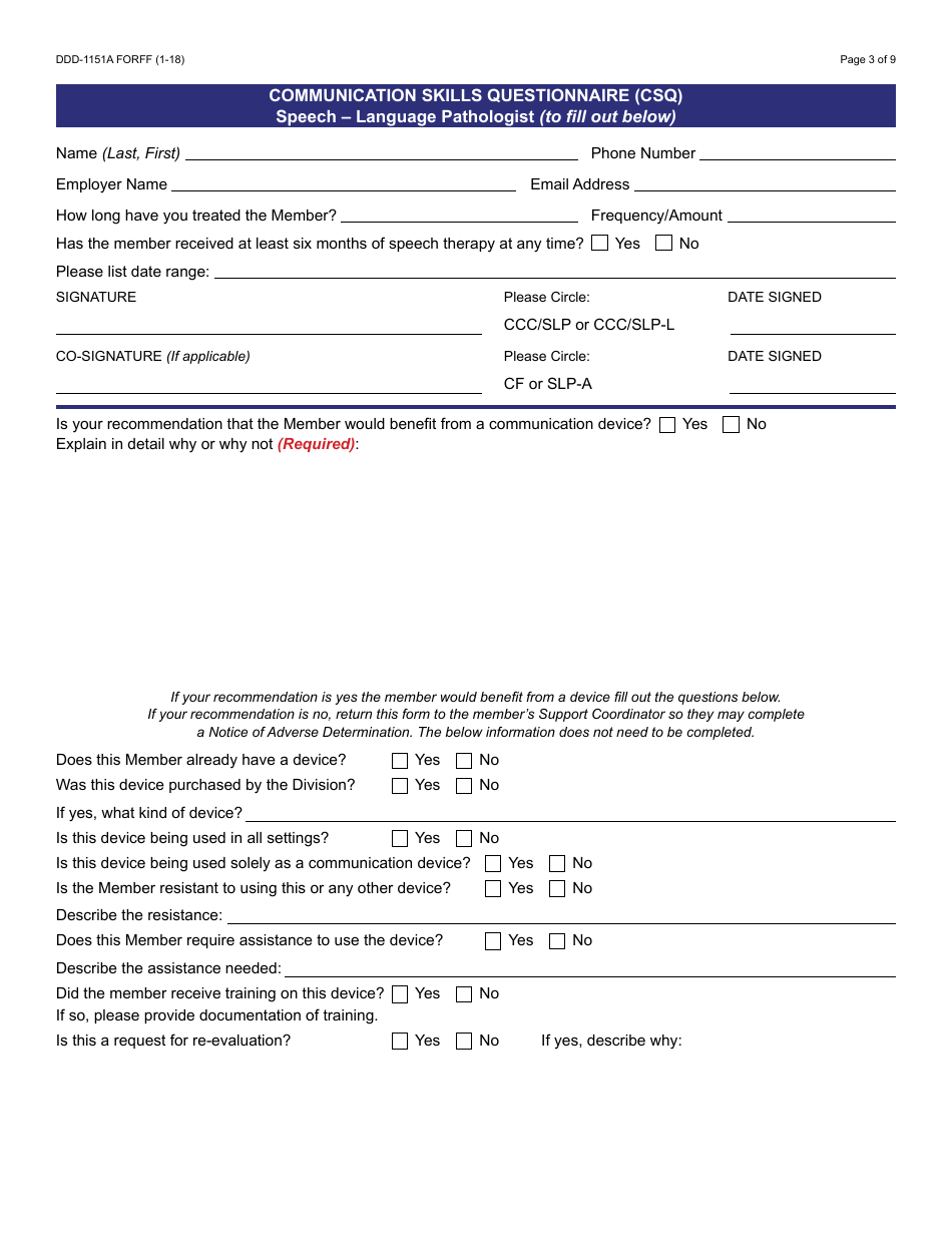 Form DDD-1151A FORFF Augmentative Alternative Communication (Aac) Referral Packet - Arizona, Page 3