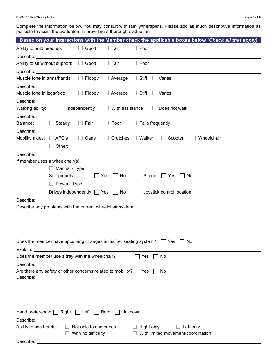 Form DDD-1151A FORFF Augmentative Alternative Communication (Aac) Referral Packet - Arizona, Page 4
