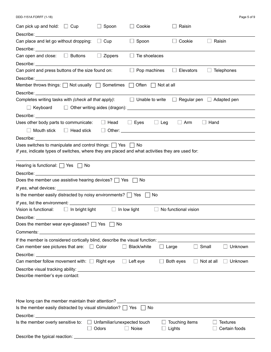 Form DDD-1151A FORFF Augmentative Alternative Communication (Aac) Referral Packet - Arizona, Page 5