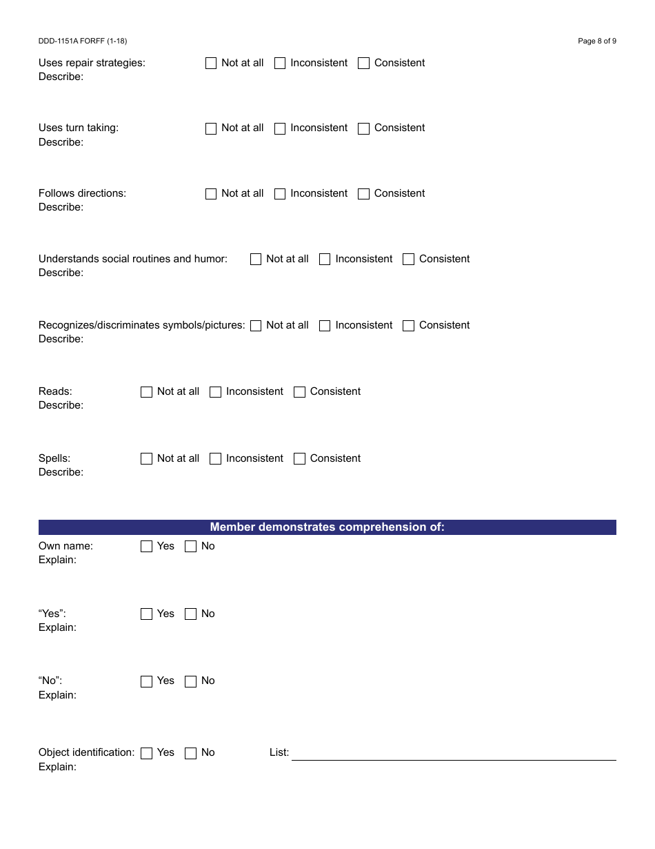 Form DDD-1151A FORFF Augmentative Alternative Communication (Aac) Referral Packet - Arizona, Page 8