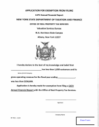 Document preview: Form RP-7012 Application for Exemption From Filing Catv Annual Financial Report - New York