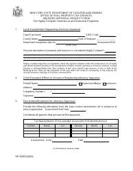 Document preview: Form RP-5050 Advisory Appraisal Request Form for Highly Complex Commercial and Industrial Properties - New York