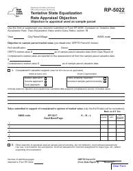 Document preview: Form RP-5022 Tentative State Equalization Rate Appraisal Objection - New York