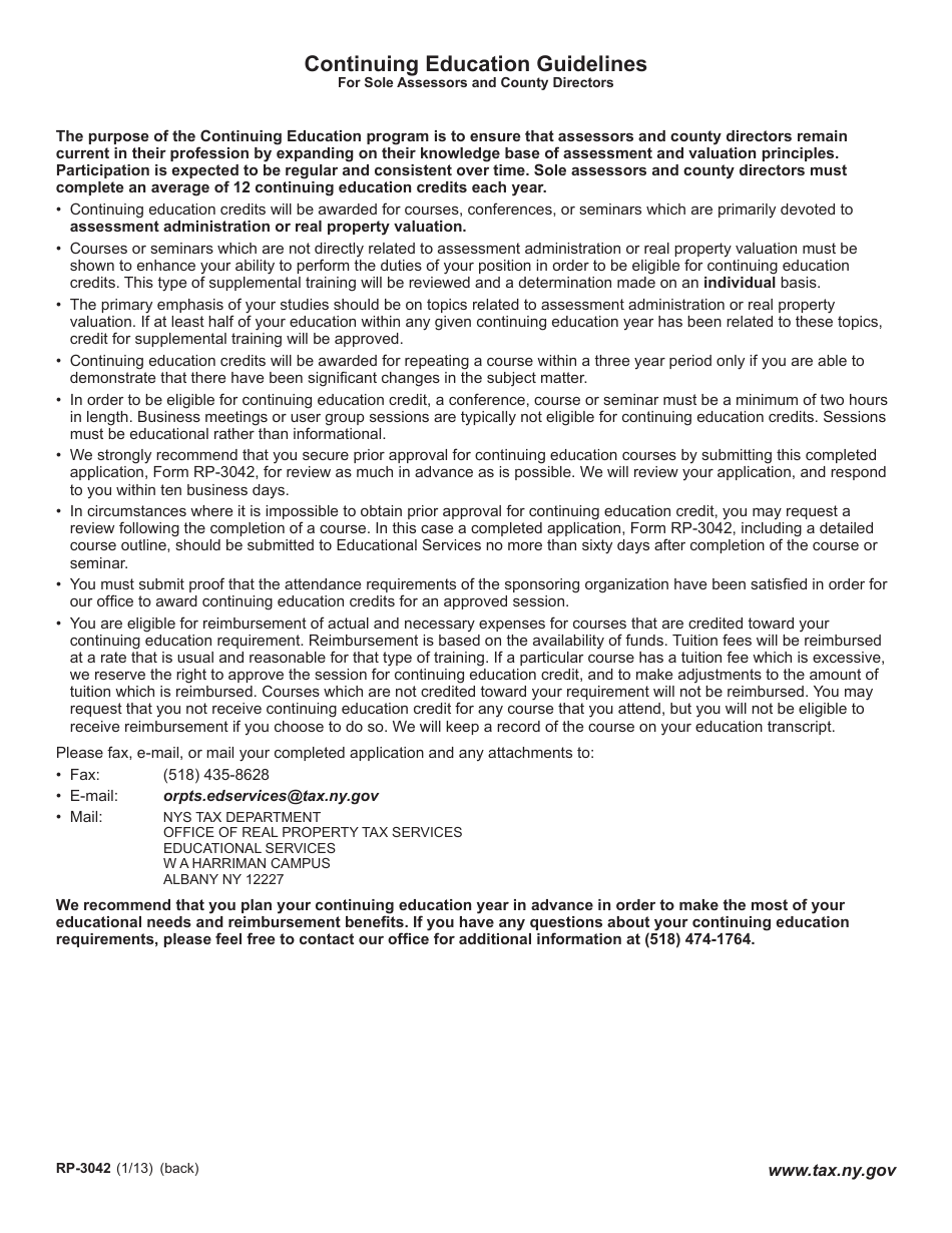 Form RP-3042 Application for Continuing Education Review - New York, Page 2