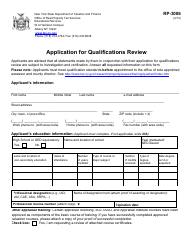 Document preview: Form RP-3006 Application for Qualifications Review - New York