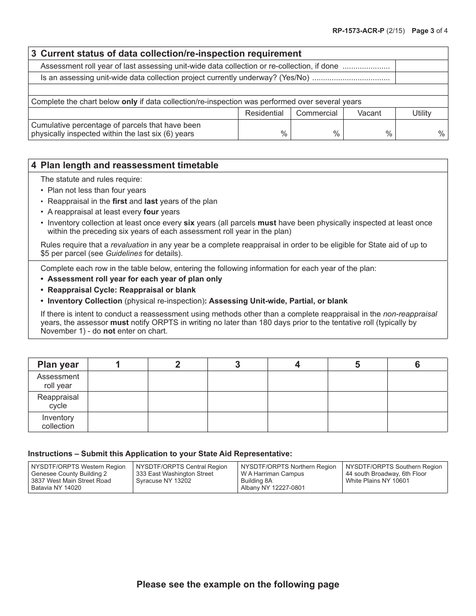 Form RP-1573-ACR-P Plan for Cyclical Reassessments - New York, Page 3