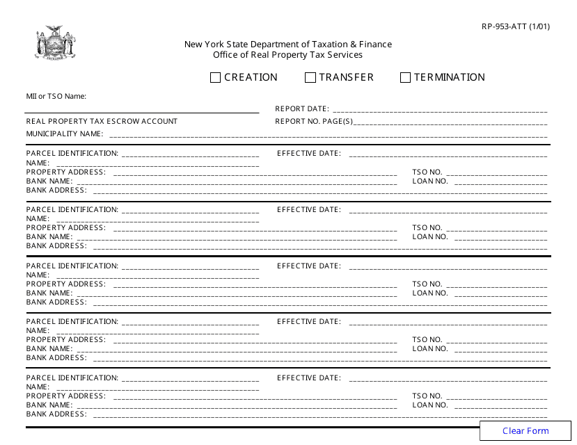 Form RP-953-ATT  Printable Pdf