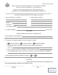 Form RP-485-K [UTICA SD] Application for Residential Investment Real Property Tax Exemption; Certain School Districts - City of Utica, New York