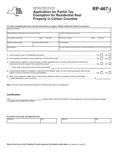 Form RP-467-J  Printable Pdf