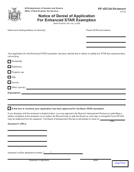 Document preview: Form RP-425-DNL-ENHANCED Notice of Denial of Application for Enhanced Star Exemption - New York