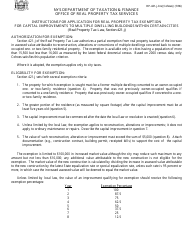 Document preview: Instructions for Form RP-421-J [COHOES] Application for Real Property Tax Exemption for Capital Improvements to Multiple Dwelling Buildings Within Certain Cities - City of Cohoes, New York