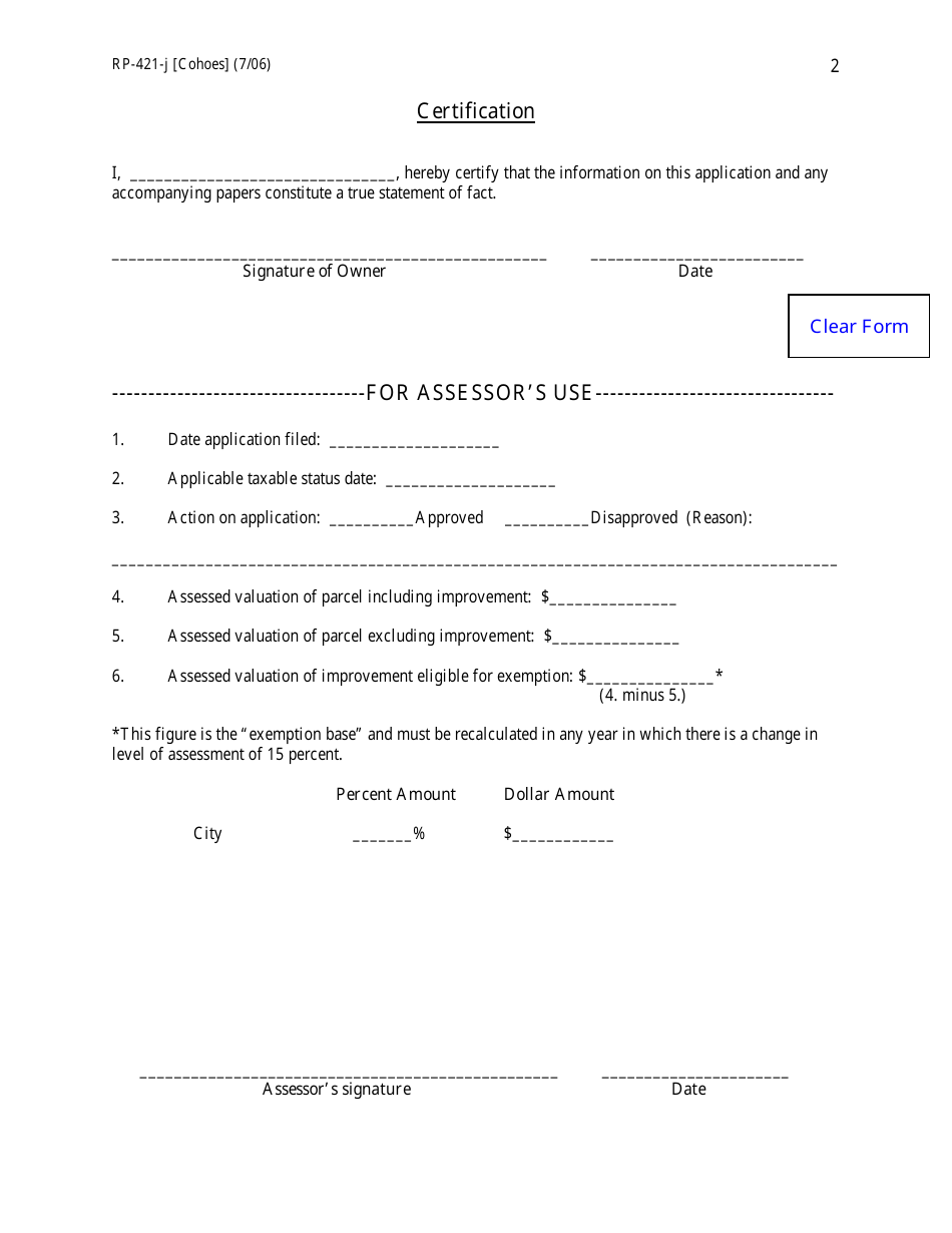 Form Rp-421-j [cohoes] - Fill Out, Sign Online And Download Fillable 