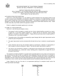 Instructions for Form RP-421-I [BUFFALO] Application for Real Property Tax Exemption for Capital Improvements to Multiple Dwelling Buildings Within Certain Cities - City of Buffalo, New York