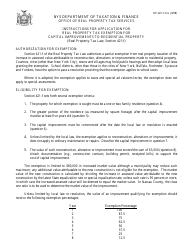 Document preview: Instructions for Form RP-421-F Application for Real Property Tax Exemption for Capital Improvements to Residential Property - New York