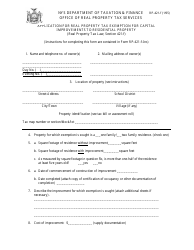 Document preview: Form RP-421-F Application for Real Property Tax Exemption for Capital Improvements to Residential Property - New York