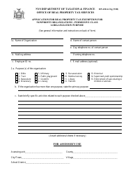 Document preview: Form RP-420-B-ORG Application for Real Property Tax Exemption for Nonprofit Organizations - Permissive Class I-Organization Purpose - New York