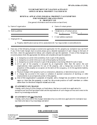 Document preview: Form RP-420-A/B-RNV-II Renewal Application for Real Property Tax Exemption for Nonprofit Organizations II " Property Use - New York