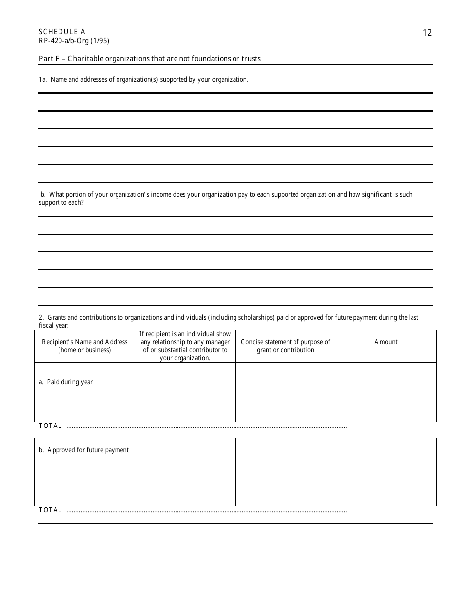 Form RP-420-A / B-ORG Schedule A Application for Real Property Tax Exemption for Nonprofit Organizations - New York, Page 12