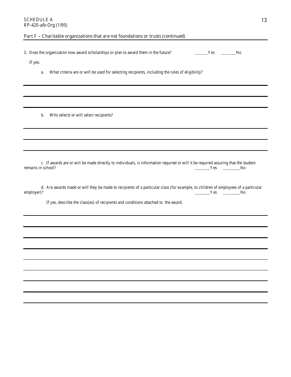 Form RP-420-A / B-ORG Schedule A Application for Real Property Tax Exemption for Nonprofit Organizations - New York, Page 13