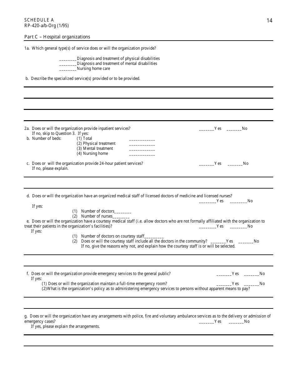 Form RP-420-A / B-ORG Schedule A Application for Real Property Tax Exemption for Nonprofit Organizations - New York, Page 14