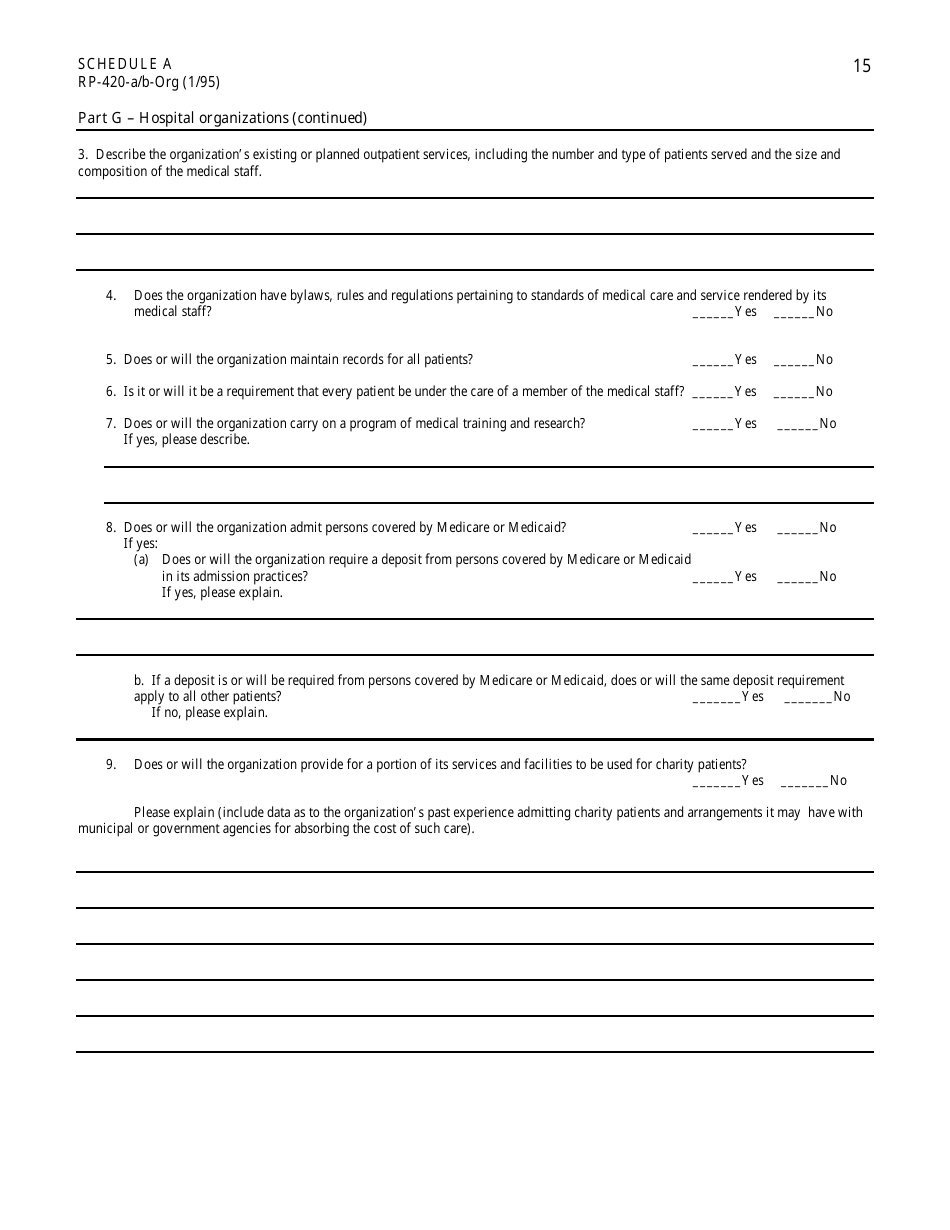 Form RP-420-A / B-ORG Schedule A Application for Real Property Tax Exemption for Nonprofit Organizations - New York, Page 15