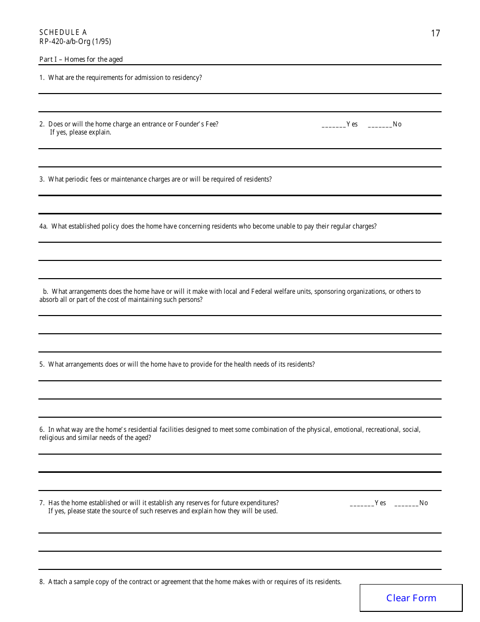 Form RP-420-A / B-ORG Schedule A Application for Real Property Tax Exemption for Nonprofit Organizations - New York, Page 17