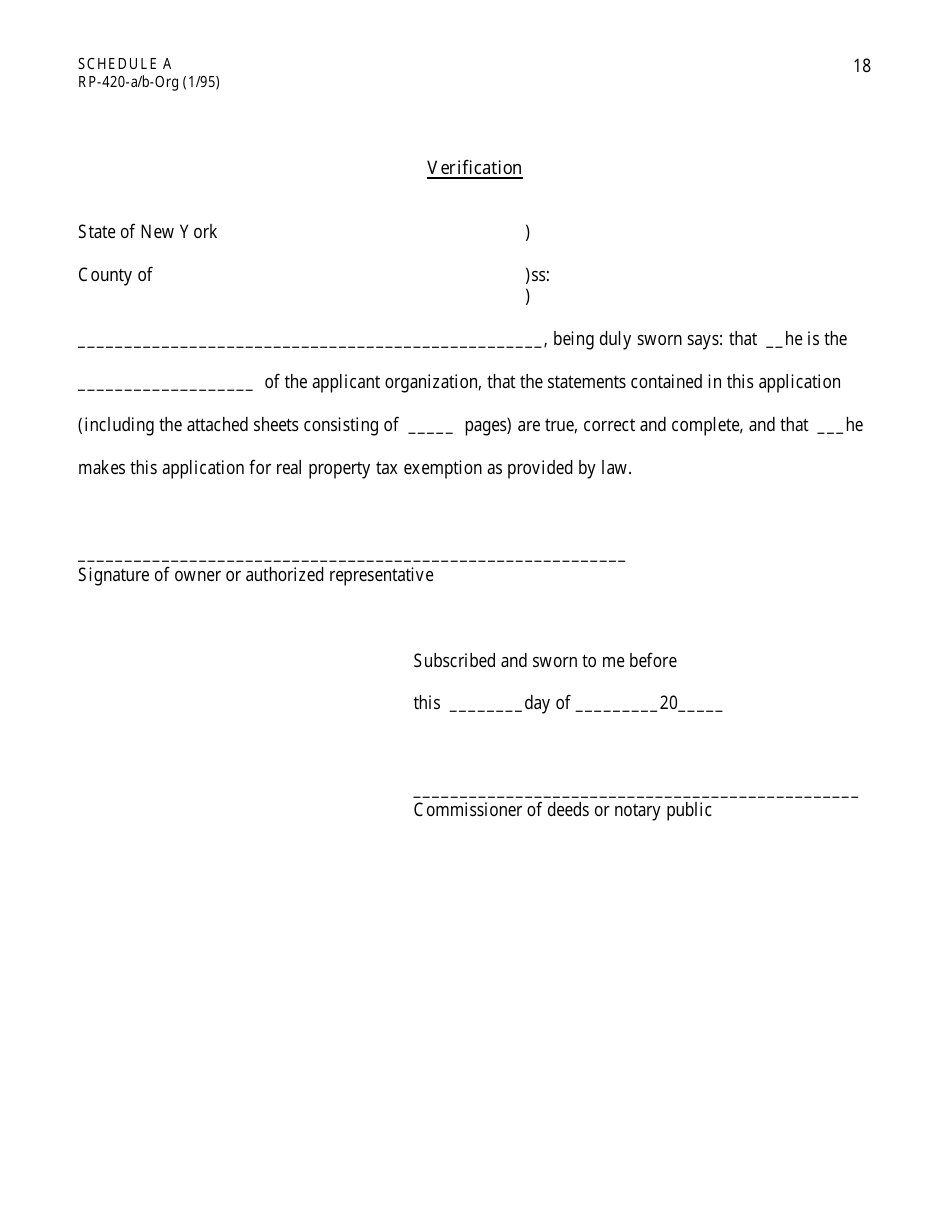 Form RP-420-A / B-ORG Schedule A Application for Real Property Tax Exemption for Nonprofit Organizations - New York, Page 18