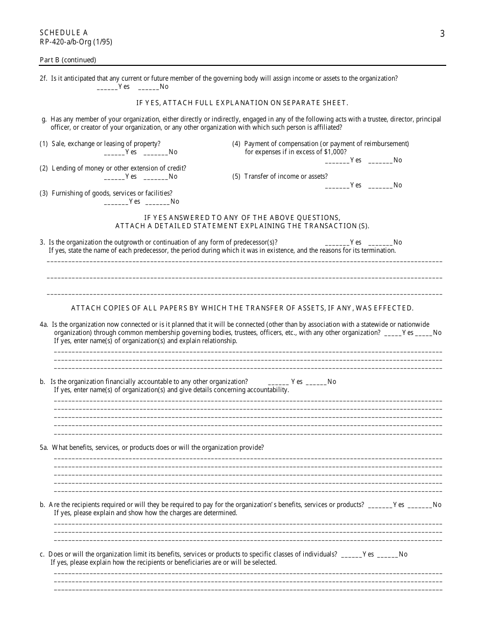 Form RP-420-A / B-ORG Schedule A Application for Real Property Tax Exemption for Nonprofit Organizations - New York, Page 3