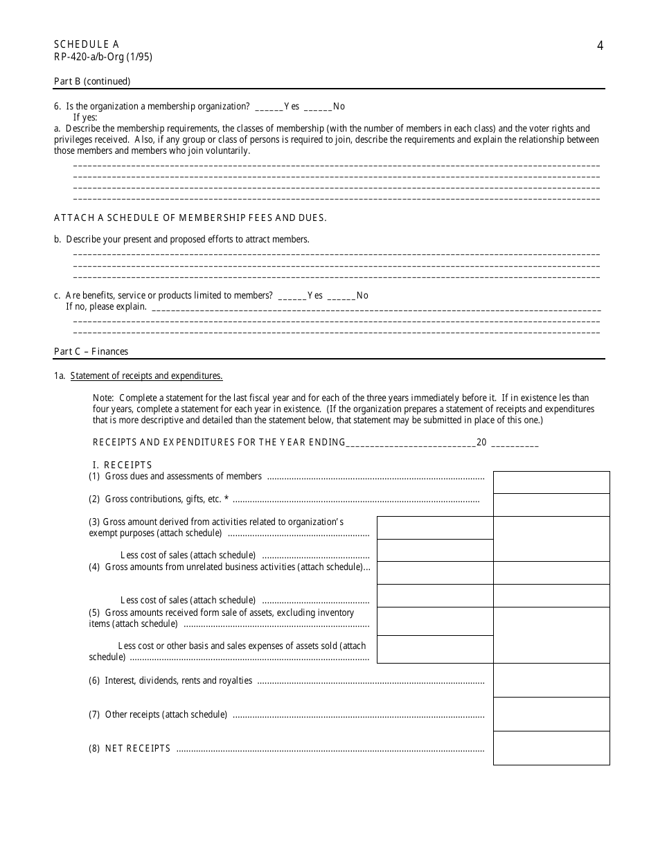 Form RP-420-A / B-ORG Schedule A Application for Real Property Tax Exemption for Nonprofit Organizations - New York, Page 4