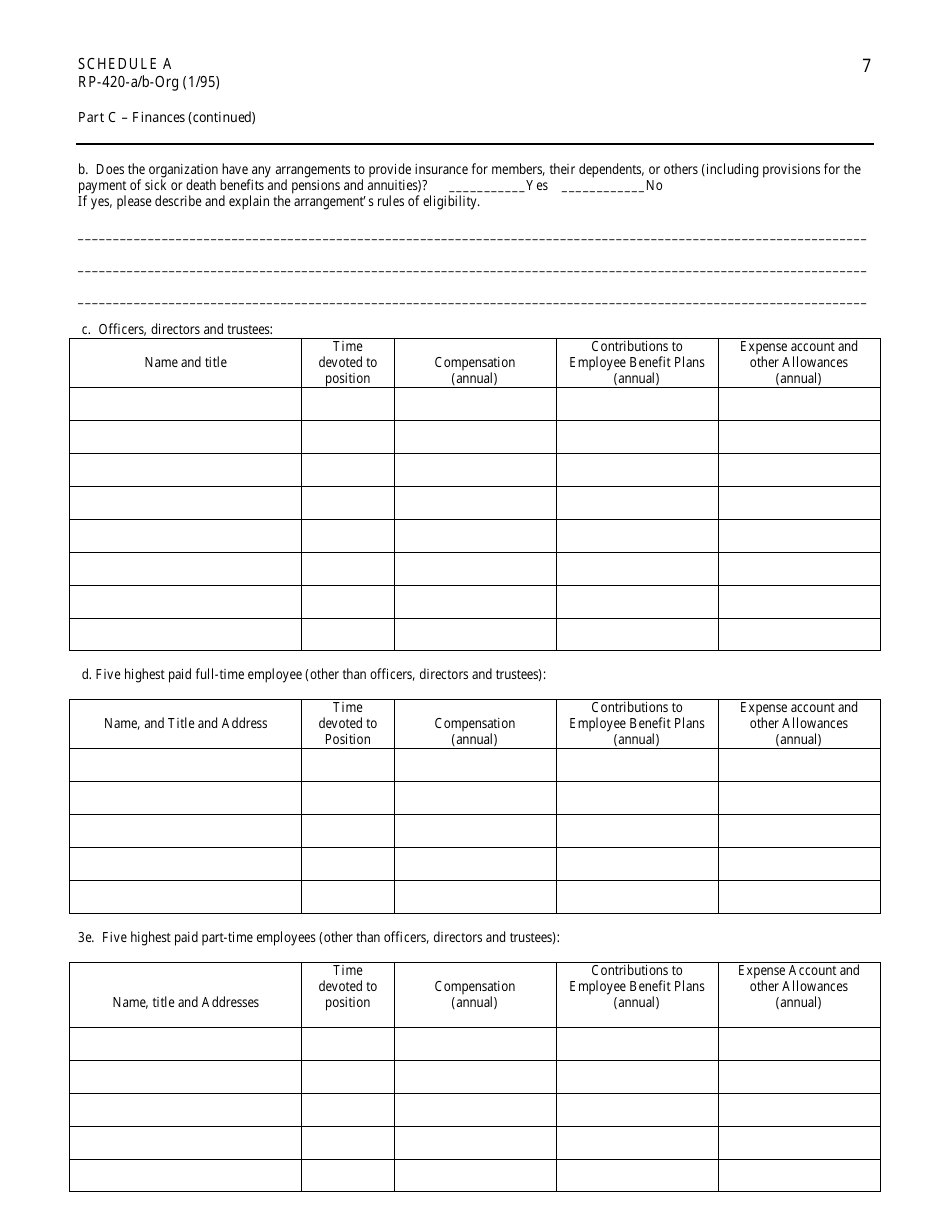 Form RP-420-A / B-ORG Schedule A Application for Real Property Tax Exemption for Nonprofit Organizations - New York, Page 7