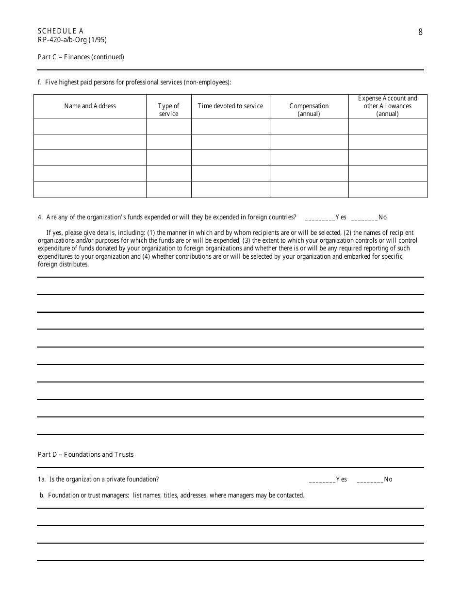 Form RP-420-A / B-ORG Schedule A Application for Real Property Tax Exemption for Nonprofit Organizations - New York, Page 8