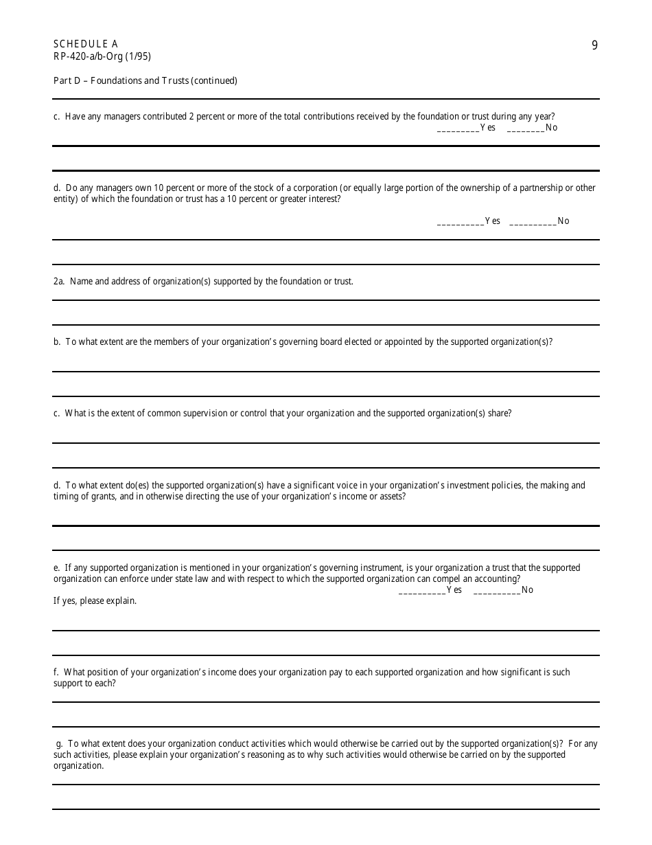 Form RP-420-A / B-ORG Schedule A Application for Real Property Tax Exemption for Nonprofit Organizations - New York, Page 9
