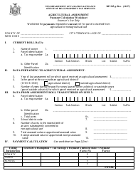 Document preview: Form RP-305-P Agricultural Assessment - Payment Calculation Worksheet - New York
