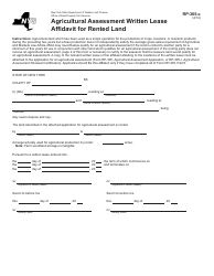 Document preview: Form RP-305-C Agricultural Assessment - Written Lease Affidavit for Rented Land - New York