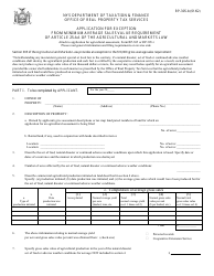 Form RP-305-B Application for Exception From Minimum Average Sales Value Requirement of Article 25-aa of the Agricultural and Markets Law - New York