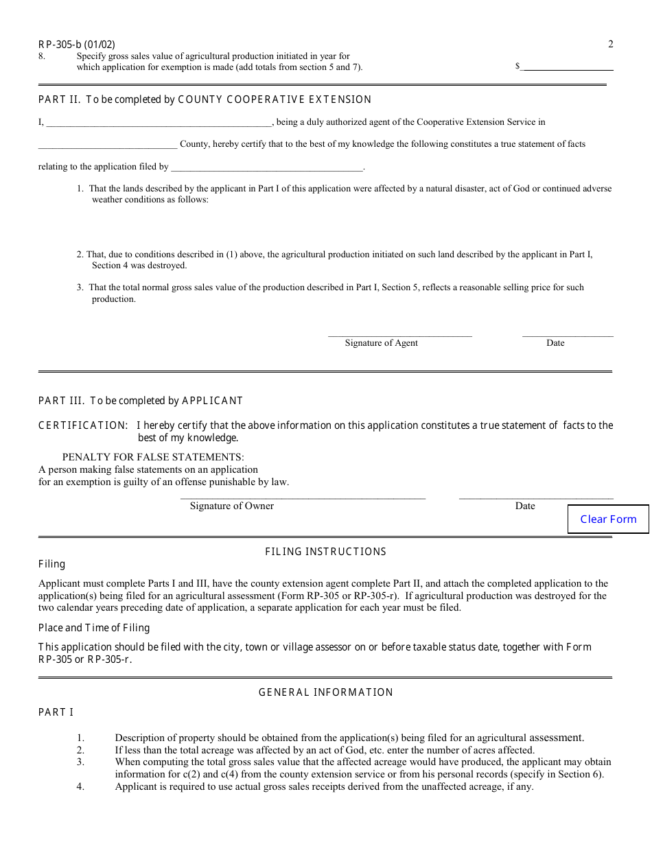 Form RP-305-B - Fill Out, Sign Online And Download Fillable PDF, New ...