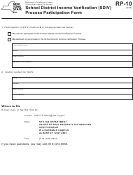 Document preview: Form RP-10 School District Income Verification (Sdiv) Process Participation Form - New York