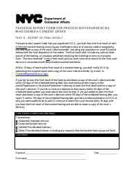 Traverse Report Form for Process Servers/Agencies Who Signed a Consent Order - New York City, Page 2