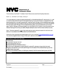 Traverse Report Form for Process Servers/Agencies - New York City, Page 2