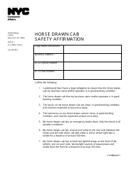 Horse Drawn Cab Safety Affirmation - New York City