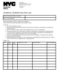 Document preview: General Vendor Helper Log - New York City