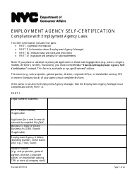 Employment Agency Self-certification - New York City