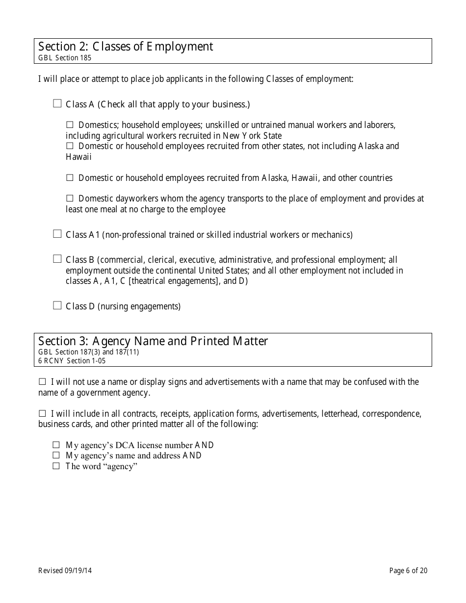 Employment Agency Self-certification - New York City, Page 6