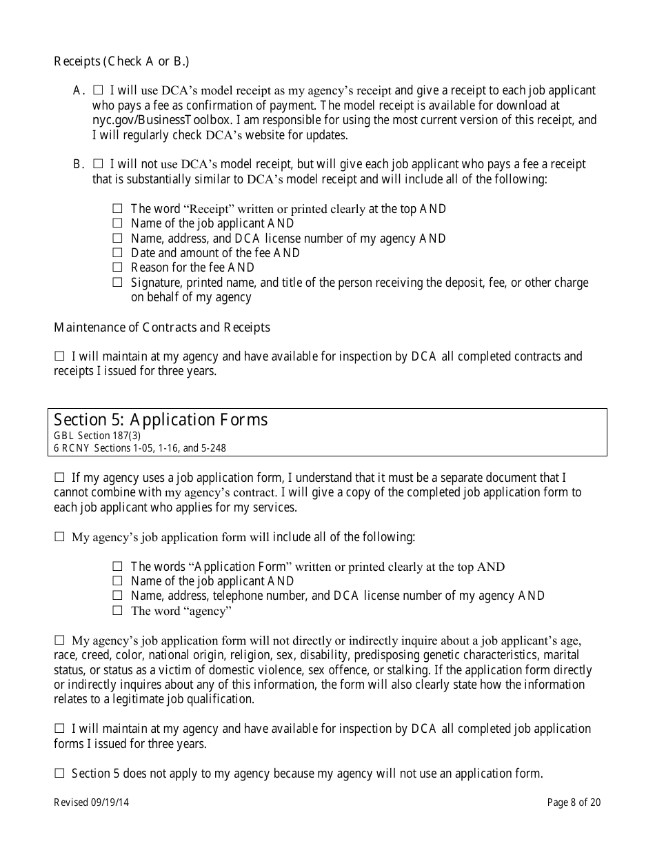 Employment Agency Self-certification - New York City, Page 8
