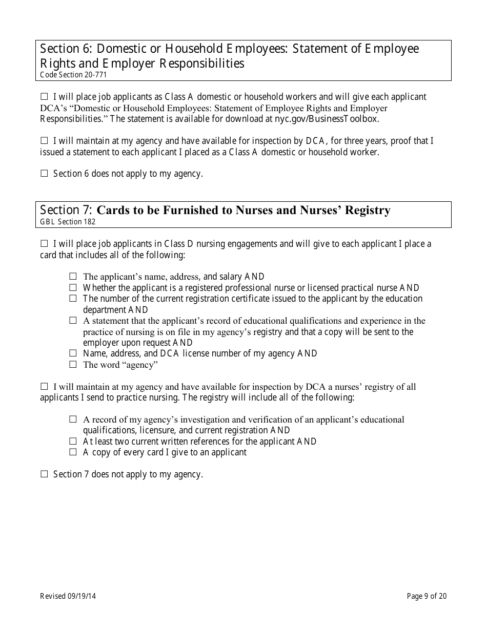 Employment Agency Self-certification - New York City, Page 9