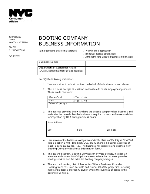 Booting Company Business Information - New York City