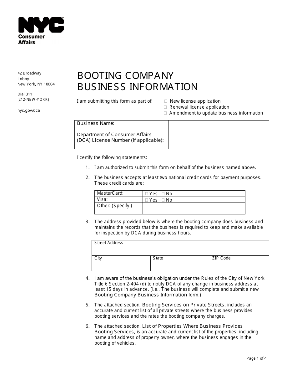 Booting Company Business Information - New York City, Page 1