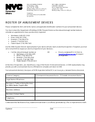 Document preview: Roster of Amusement Devices - New York City