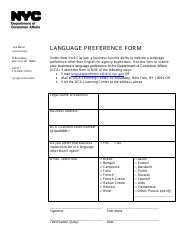 Document preview: Language Preference Form - New York City